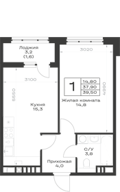Квартира 39,2 м², 1-комнатная - изображение 1