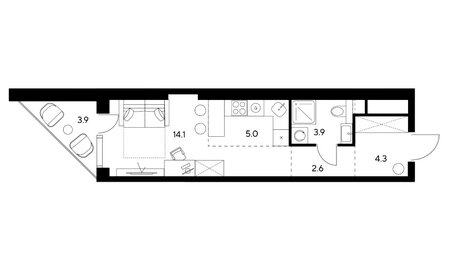 Квартира 33,8 м², студия - изображение 2