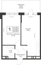 Квартира 46,4 м², 1-комнатная - изображение 1