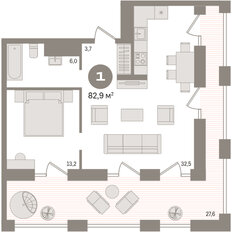 Квартира 82,9 м², 2-комнатная - изображение 3