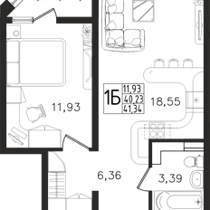 Квартира 41,3 м², 1-комнатная - изображение 2