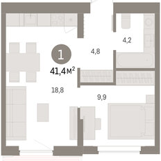 Квартира 41,4 м², 1-комнатная - изображение 2