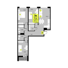 Квартира 89,3 м², 3-комнатная - изображение 2