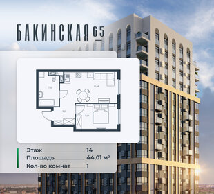 Квартира 44 м², 1-комнатная - изображение 1