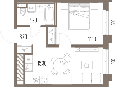 Квартира 34,3 м², 1-комнатная - изображение 1