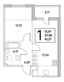 Квартира 37,6 м², 1-комнатная - изображение 1