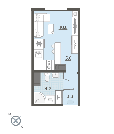 21,7 м², квартира-студия 3 590 000 ₽ - изображение 100