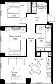 Квартира 56,6 м², 2-комнатная - изображение 2