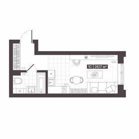 Квартира 28,2 м², 1-комнатная - изображение 1