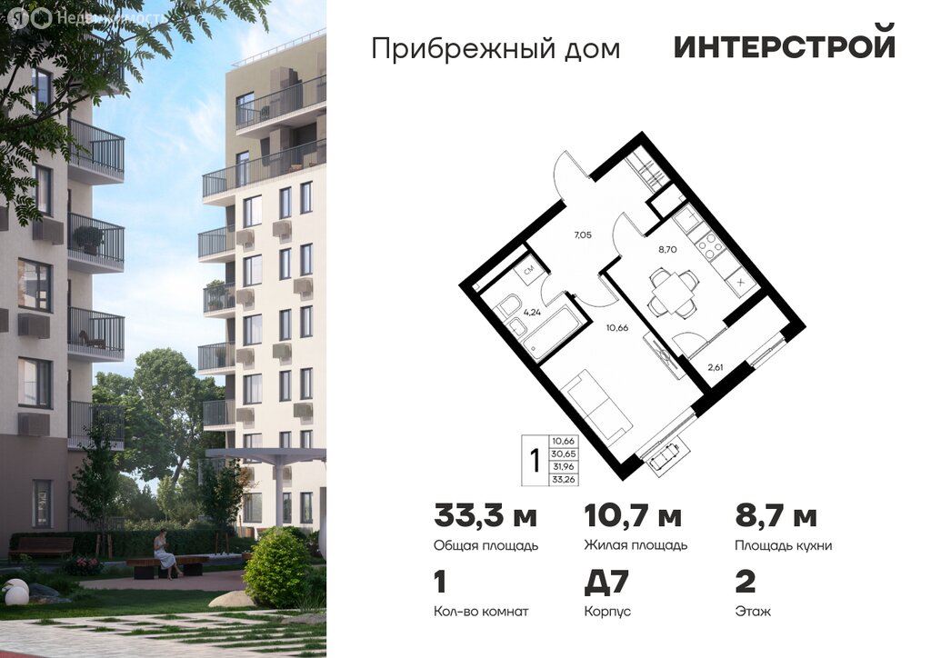 Варианты планировок ЖК «Прибрежный Дом» - планировка 5