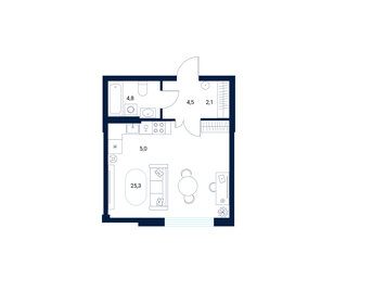 Квартира 41,7 м², студия - изображение 1