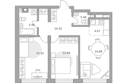 Квартира 63,3 м², 3-комнатная - изображение 2