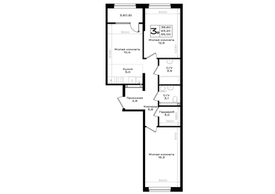 Квартира 65 м², 3-комнатная - изображение 1