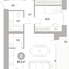 Квартира 85,1 м², 2-комнатная - изображение 2