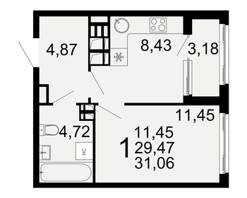 Квартира 31,1 м², 1-комнатная - изображение 1