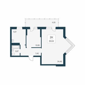 Квартира 69,6 м², 2-комнатная - изображение 1