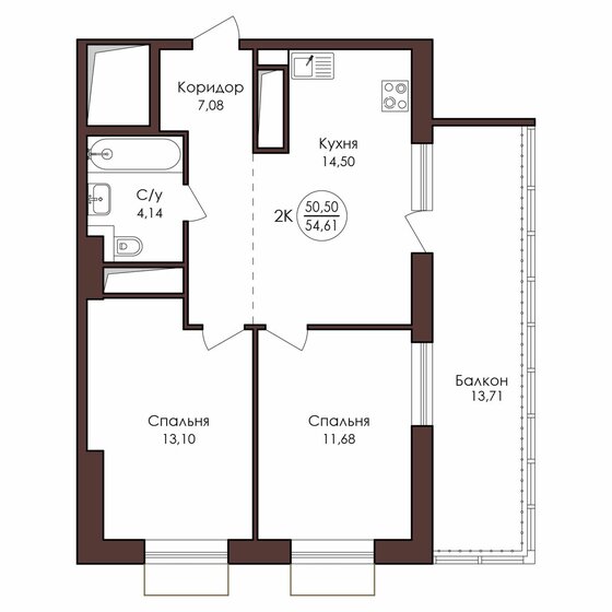 57,1 м², 2-комнатная квартира 8 298 000 ₽ - изображение 90