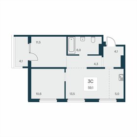 Квартира 59,1 м², 3-комнатная - изображение 1