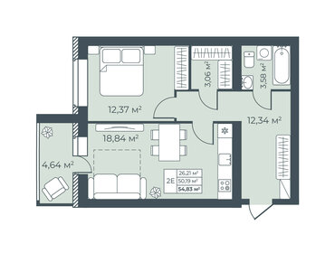 Квартира 54,8 м², 2-комнатная - изображение 1