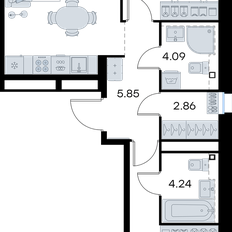 Квартира 62,8 м², 2-комнатная - изображение 3