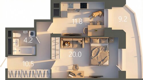 Квартира 49,1 м², 1-комнатная - изображение 1