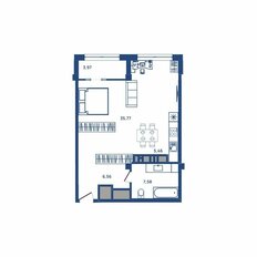 Квартира 55,7 м², 1-комнатная - изображение 1