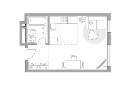 Квартира 33,7 м², студия - изображение 1
