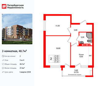 Квартира 48,7 м², 2-комнатная - изображение 1