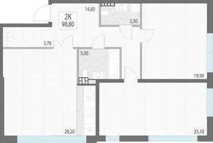 Квартира 99 м², 2-комнатная - изображение 1