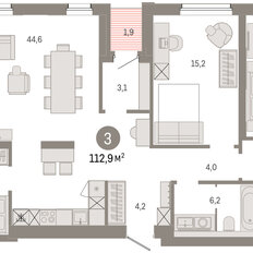 Квартира 112,9 м², 3-комнатная - изображение 3