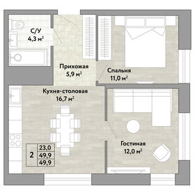 Квартира 49,9 м², студия - изображение 1