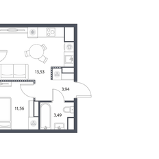 Квартира 34,3 м², 1-комнатная - изображение 2