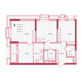 Квартира 77 м², 3-комнатная - изображение 1
