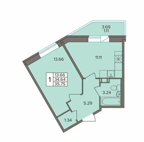 Квартира 35,8 м², 1-комнатная - изображение 1