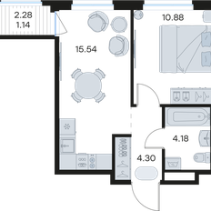 Квартира 36 м², 1-комнатная - изображение 3