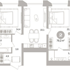 Квартира 79,2 м², 2-комнатная - изображение 3