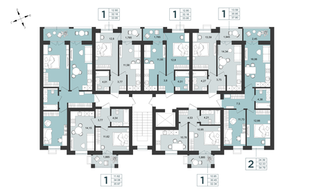 Квартира 60,6 м², 2-комнатная - изображение 1