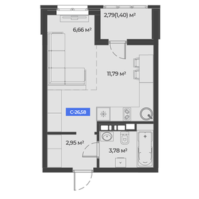 Квартира 26,6 м², студия - изображение 1