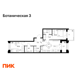 Квартира 61,6 м², 2-комнатная - изображение 1