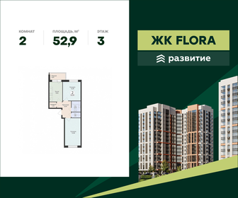 Квартира 52,9 м², 2-комнатная - изображение 1