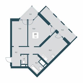 Квартира 74,6 м², 2-комнатная - изображение 1