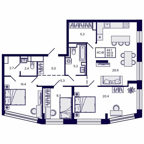 108,5 м², 4-комнатная квартира 21 500 000 ₽ - изображение 11