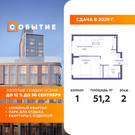 Квартира 51,2 м², 1-комнатная - изображение 1