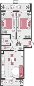 Квартира 80,6 м², 3-комнатная - изображение 1
