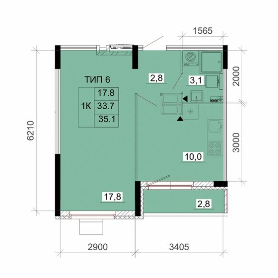 27,6 м², 1-комнатная квартира 2 300 000 ₽ - изображение 62