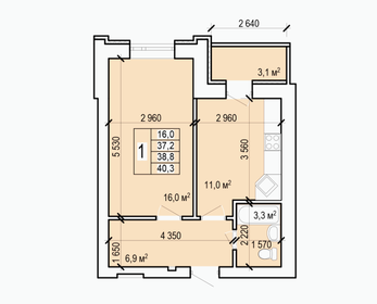 Квартира 40,4 м², 1-комнатная - изображение 1