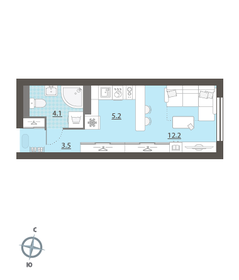 Квартира 24,5 м², студия - изображение 2