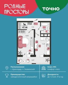 Квартира 47,5 м², 1-комнатная - изображение 1