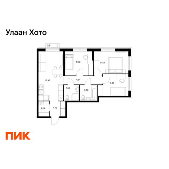 86,4 м², 3-комнатная квартира 16 557 129 ₽ - изображение 34