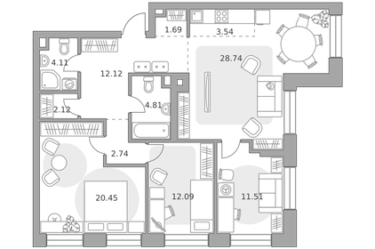Квартира 103,9 м², 4-комнатная - изображение 2